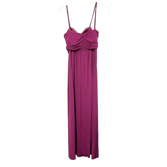 Jessica Simpson Magenta Spaghetti Strap Long Cocktail Dress Size M - Picture 4 of 7